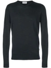 John Smedley Merino Wool V-neck Long Sleeve Sweater In Hepburn Smoke