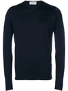 John Smedley Navy Blue V-neck Sweater In Blue
