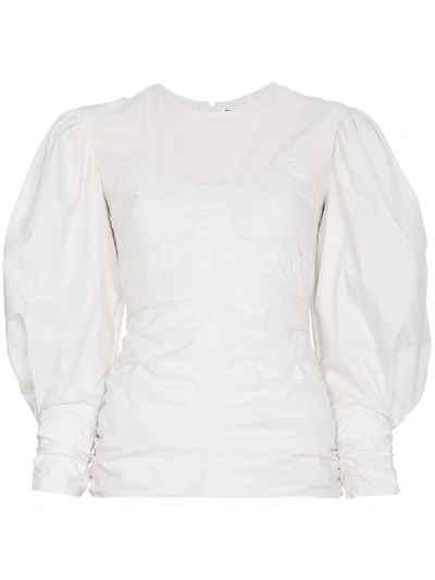 Isabel Marant Cotton Blouse With Voluminous Sleeves In White
