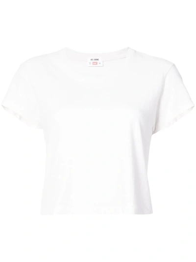 Re/done Solid-colour Crewneck T-shirt In Optic White