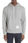 Thom Browne Stripe-detail Cotton Jersey Hoodie In Light Grey