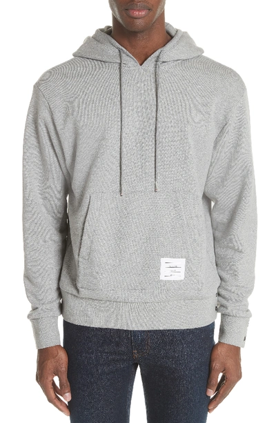 Thom Browne Stripe-detail Cotton Jersey Hoodie In Grey