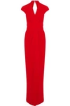 BADGLEY MISCHKA WOMAN WRAP-EFFECT CUTOUT CREPE GOWN RED,AU 7789028783641286