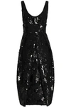 MILLY WOMAN SEQUINNED TULLE MIDI DRESS BLACK,GB 13331180551760643