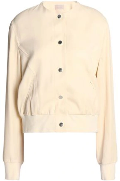 Christopher Kane Woman Floral-print Satin-crepe Bomber Jacket Beige