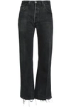 RE/DONE BY LEVI'S RE/DONE BY LEVI'S WOMAN FRAYED HIGH-RISE BOOTCUT JEANS ANTHRACITE,3074457345618654266