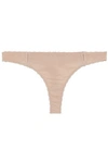 STELLA MCCARTNEY WOMAN MESH AND STRETCH-JERSEY LOW-RISE THONG BEIGE,AU 12789547614232771