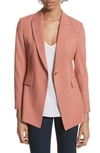 Theory Essential One-button Stretch-wool Jacket In Pink Russet