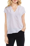 VINCE CAMUTO CRINKLE COTTON V-NECK BLOUSE,9028015