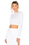 Cotton Citizen White Crop Verona Long Sleeve T-shirt In White