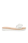 Ancient Greek Sandals Aglaia Buckle Leather Slide Sandals In White