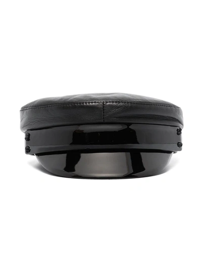 Ruslan Baginskiy Patent Leather-trim Baker Boy Hat In Black
