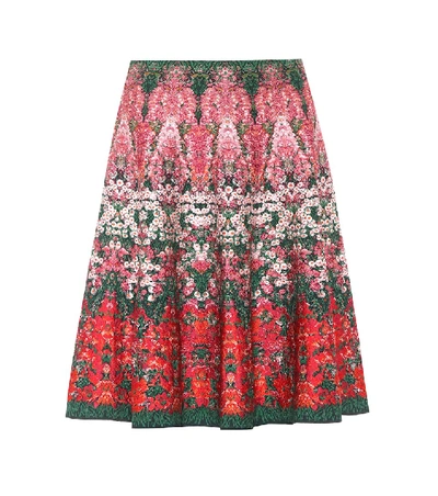 Alexander Mcqueen Flowerbed Jacquard-knit Mini Skirt In Multi