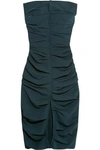 CARMEN MARCH CARMEN MARCH WOMAN STRAPLESS RUCHED CREPE MIDI DRESS NAVY,3074457345618240924