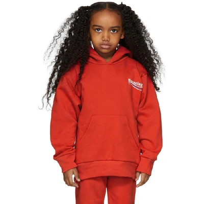 Balenciaga Kids' Red Campaign Logo Hoodie