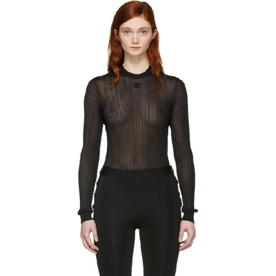 Givenchy Sheer Ribbed Viscose Knit Top In Black
