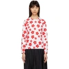COMME DES GARCONS GIRL COMME DES GARCONS GIRL WHITE AND RED LONG SLEEVE FLOWER PRINT T-SHIRT,NA-T002-051
