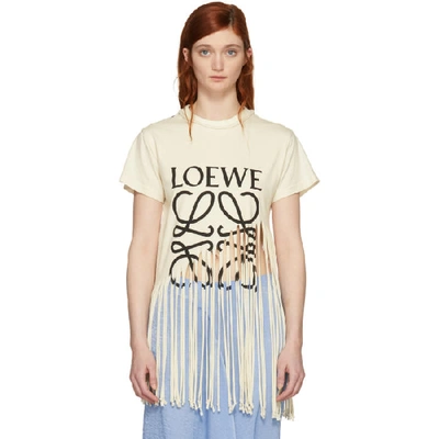Loewe Fringe Logo T Shirt In Nude&neutrals