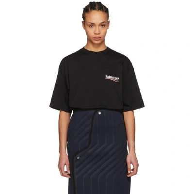 Balenciaga Oversized Printed Cotton-jersey T-shirt In Black