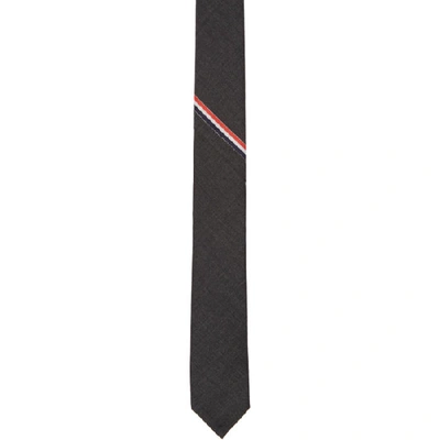 Thom Browne Classic Necktie With Seamed In Red, White And Blue Selvedge (26cm) In Super 120's Twill In Grey