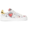 DOLCE & GABBANA White All Over Graffiti Sneakers,CK1545 AS864
