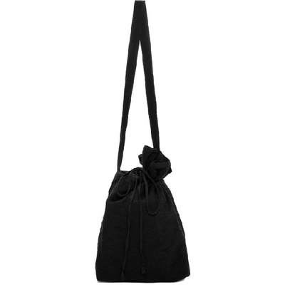 Yohji Yamamoto Black Linen Drawstring Bag In 2 Black
