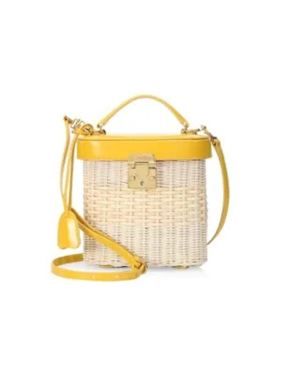 Mark Cross Benchly Rattan Crossbody Bag In Sunset