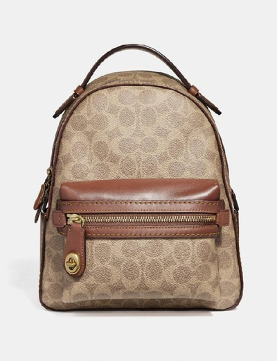 Coach Campus Backpack 23 In Signature Canvas In Beige/brown In Lh/sand Taupe