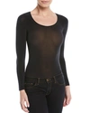 WOLFORD BUENOS AIRES LONG-SLEEVE SEMISHEER BODYSUIT,PROD209850162