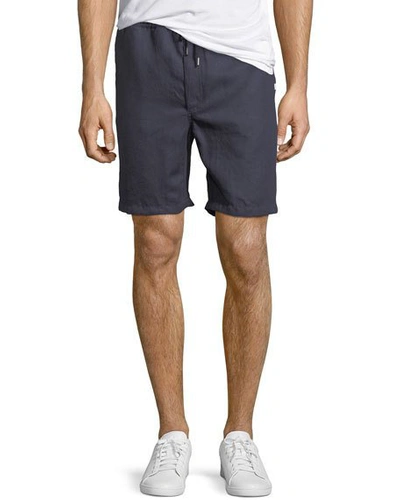 Derek Rose Sydney Linen Drawstring Shorts In Navy