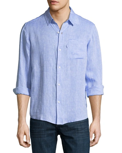 Derek Rose Monaco Regular-fit Linen Shirt In Blue
