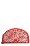 Eric Javits Sandra Embellished Half-moon Clutch Bag In Red