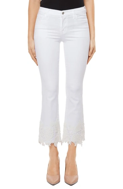 J Brand Selena Mid Rise Crop Boot Jeans In White Lace