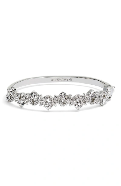 Givenchy Crystal Hinged Bangle Bracelet In Silver/ Crystal
