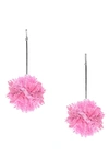 TULESTE LACE POM POM EARRINGS,TM-1807-E SL/PK