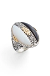 KONSTANTINO ETCHED SILVER AGATE RING,DKJ818-457 S8