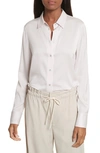 Vince Slim Silk Blouse In Hyacinth