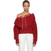 Calvin Klein 205w39nyc Ruched Ribbed Cotton Sweater In Red