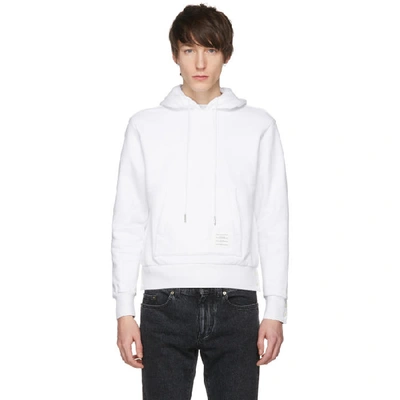Thom Browne Center-back Stripe Jersey Hoodie In White