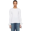 JW ANDERSON JW ANDERSON WHITE LONG SLEEVE RIBBED TIE CUFF T-SHIRT,JE43WS18