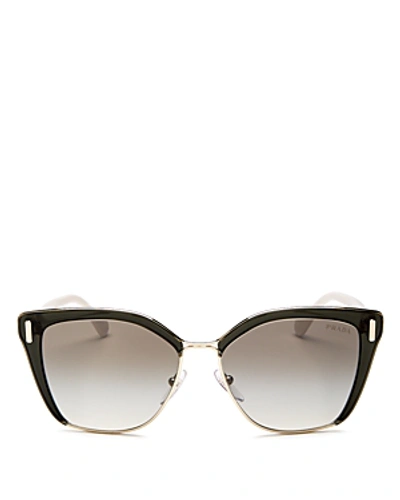 Prada Women's Mirrored Square Sunglasses, 56mm In Transparent Grey/pale Gold/gray Silver