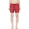 Moncler Logo Plaque Swimming Trunks In 455 Red