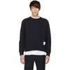 THOM BROWNE NAVY STRIPE CREWNECK SWEATSHIRT,MJT085A-03377