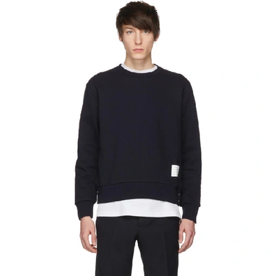 Thom Browne Navy Stripe Crewneck Sweatshirt