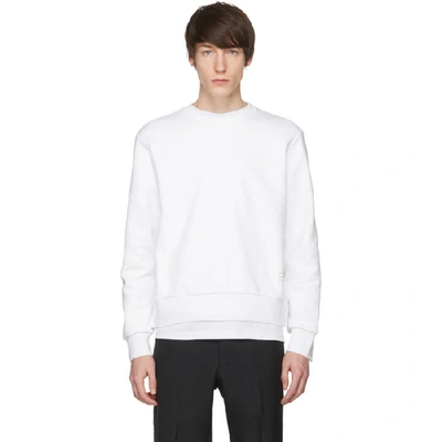 Thom Browne Rwb-stripe Cotton Sweatshirt In White