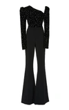 CHRISTIAN SIRIANO CRYSTAL VELVET LONG SLEEVE JUMPSUIT,FW18-14010