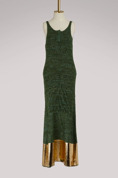 Jw Anderson J.w.anderson Woman Coated Knitted Maxi Dress Leaf Green In Color