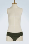 Tory Burch Costa Embroidered Hipster Swim Bikini Bottom In Green Olive