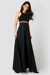 TOMMY HILFIGER GIGI HADID SILK RACER BACK MAXI DRESS - BLACK