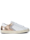 DATE D.A.T.E. HILL LOW HALF WHITE AND PINK-GOLD LAMINATED LEATHER SNEAKER,10559256